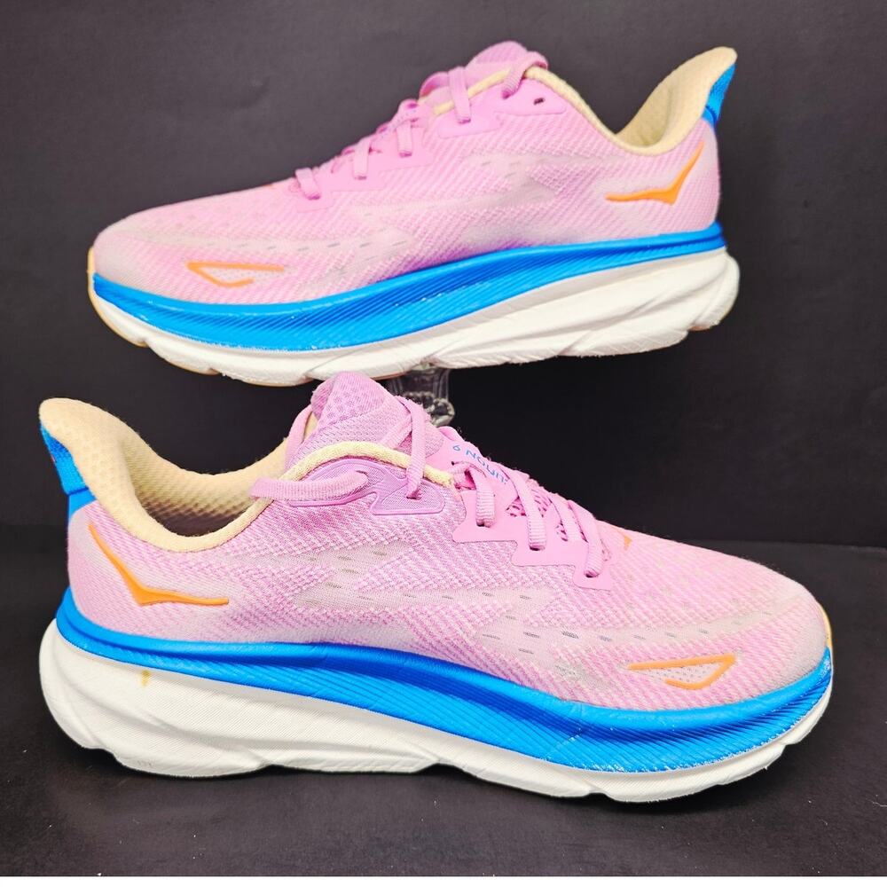 Hoka Pink with Blue Running Shoes - Picture 4 of 10